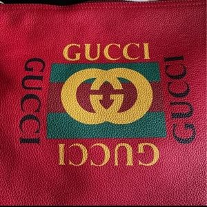 Gucci Pebbled Calfskin Portfolio Clutch